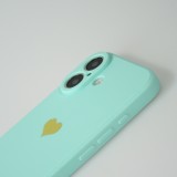 iPhone 16 Plus Case Hülle - Silikon Mat Herz gold - Türkis