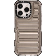 iPhone 16 Pro Case H&uuml;lle - Transparente Hart-Silikon Cover mit 3D Bulp Effekt und verst&auml;rkten Ecken - Grau