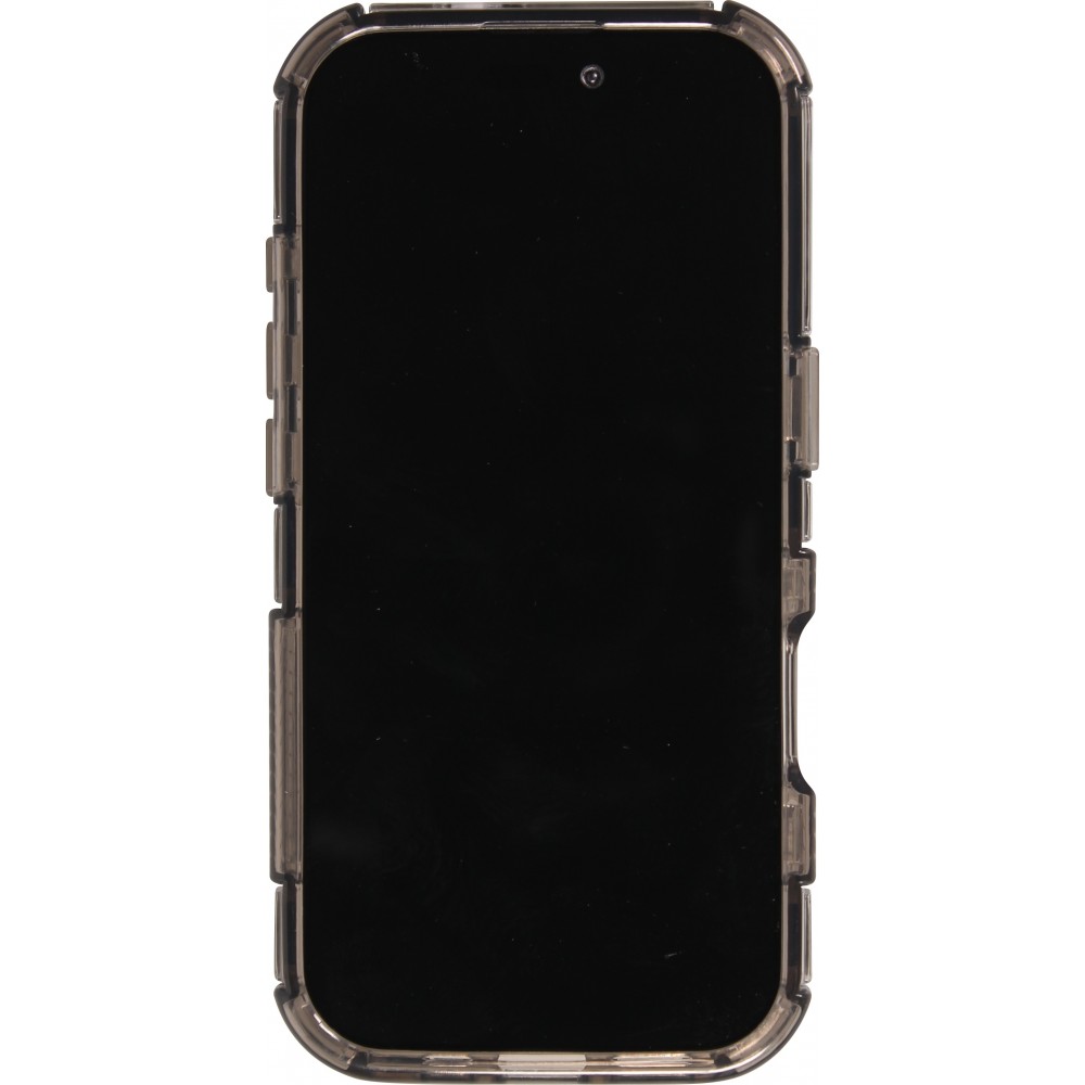 iPhone 16 Pro Case H&uuml;lle - Transparente Hart-Silikon Cover mit 3D Bulp Effekt und verst&auml;rkten Ecken - Grau