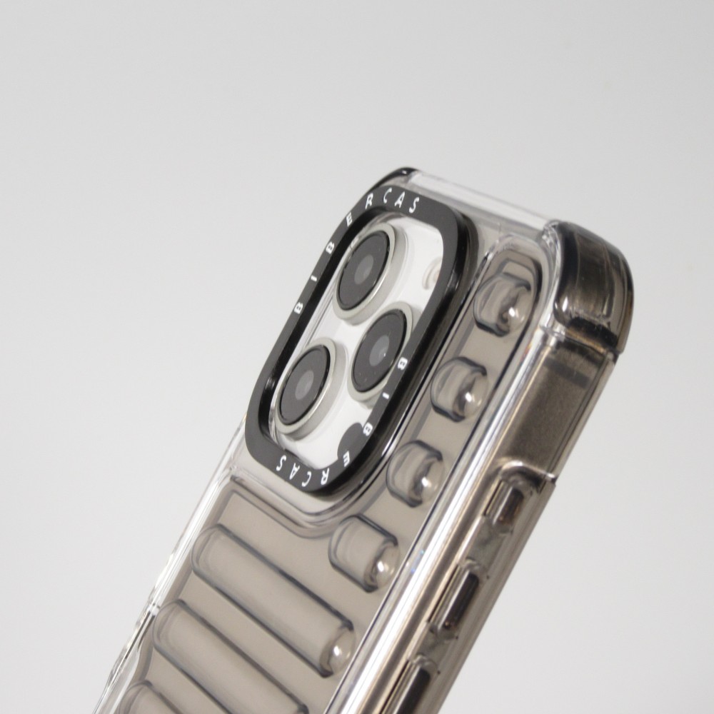 iPhone 16 Pro Case H&uuml;lle - Transparente Hart-Silikon Cover mit 3D Bulp Effekt und verst&auml;rkten Ecken - Grau