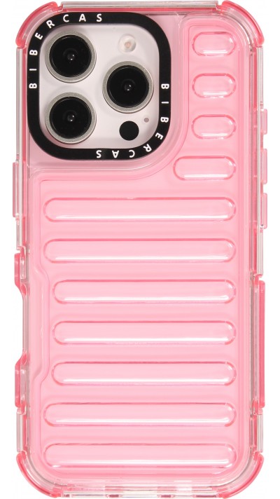 iPhone 16 Pro Max Case Hülle - Transparente Hart-Silikon Cover mit 3D Bulp Effekt und verstärkten Ecken - Rosa