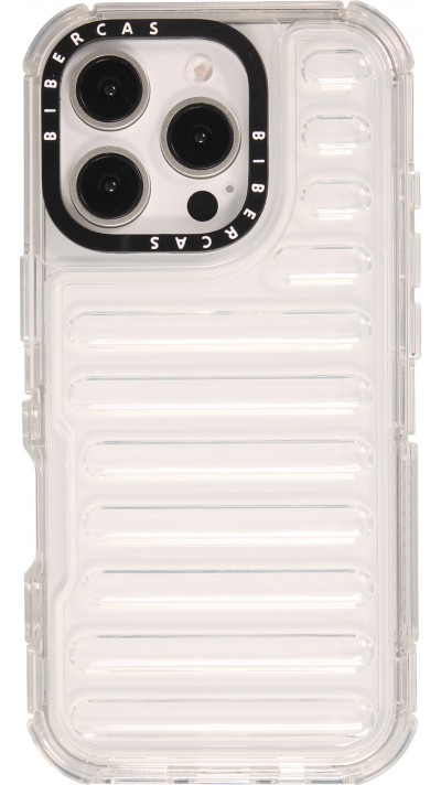 iPhone 16 Pro Max Case Hülle - Transparente Hart-Silikon Cover mit 3D Bulp Effekt und verstärkten Ecken - Transparent