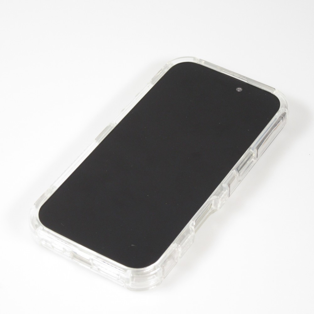 iPhone 16 Pro Case H&uuml;lle - Transparente Hart-Silikon Cover mit 3D Bulp Effekt und verst&auml;rkten Ecken - Transparent