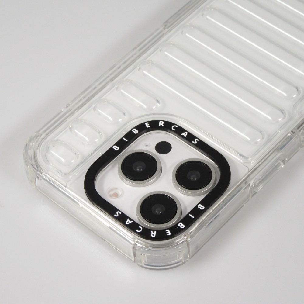 iPhone 16 Pro Case H&uuml;lle - Transparente Hart-Silikon Cover mit 3D Bulp Effekt und verst&auml;rkten Ecken - Transparent