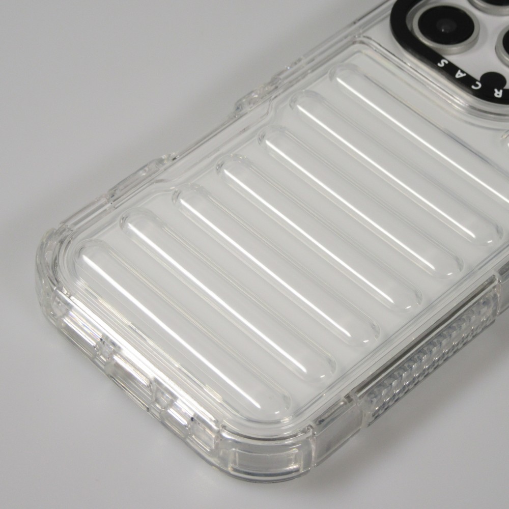 iPhone 16 Pro Case H&uuml;lle - Transparente Hart-Silikon Cover mit 3D Bulp Effekt und verst&auml;rkten Ecken - Transparent