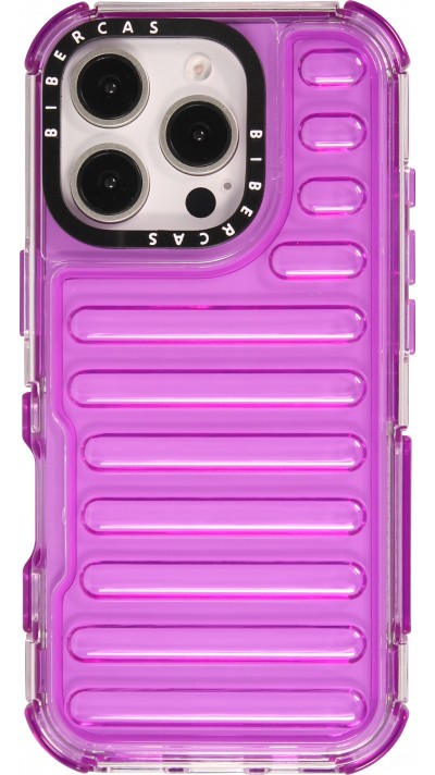 iPhone 16 Pro Max Case Hülle - Transparente Hart-Silikon Cover mit 3D Bulp Effekt und verstärkten Ecken - Violett
