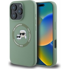 iPhone 16 Pro Max Case Hülle - Karl Lagerfeld und Choupette soft touch mit MagSafe - Dunkelgrün