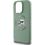 iPhone 16 Pro Max Case Hülle - Karl Lagerfeld und Choupette soft touch mit MagSafe - Dunkelgrün