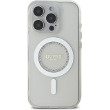 Coque iPhone 16 Pro Max - Guess Strass IML MagSafe - Blanc