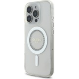 Coque iPhone 16 Pro Max - Guess Strass IML MagSafe - Blanc