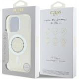 Coque iPhone 16 Pro Max - Guess Strass IML MagSafe - Blanc