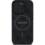 Coque iPhone 16 Pro Max - Guess monogramme similicuir avec MagSafe int&eacute;gr&eacute; - Noir