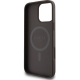 iPhone 16 Pro Max Case H&uuml;lle - Guess Monogramm Kunstleder mit Love Guess Street Style Logo und integriertem MagSafe - Braun