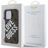iPhone 16 Pro Max Case H&uuml;lle - Guess Monogramm Kunstleder mit Love Guess Street Style Logo und integriertem MagSafe - Braun