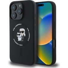 iPhone 16 Pro Max Case H&uuml;lle - Karl Lagerfeld und Choupette soft touch mit MagSafe - Schwarz