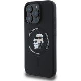 iPhone 16 Pro Max Case H&uuml;lle - Karl Lagerfeld und Choupette soft touch mit MagSafe - Schwarz