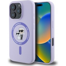 iPhone 16 Pro Max Case Hülle - Karl Lagerfeld und Choupette soft touch mit MagSafe - Lila