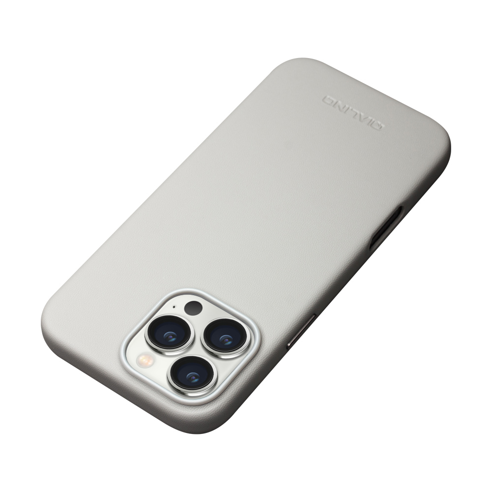 Hülle iPhone 16 Pro Max - Qialino Echtleder (MagSafe kompatibel) - Gris