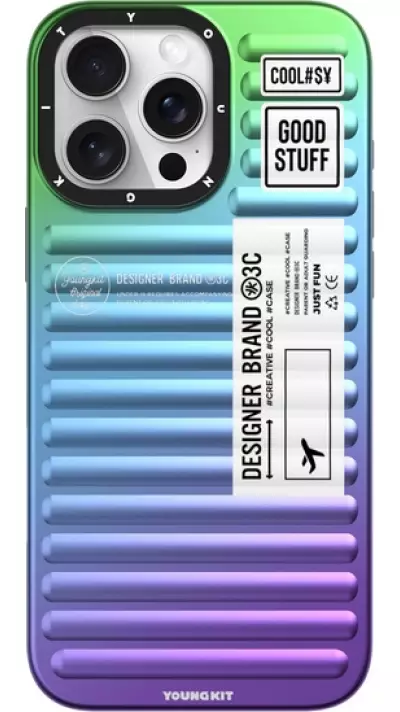 iPhone 16 Pro Max Case H&uuml;lle - Youngkit Glow Luggage-Inspired - Blau/violett