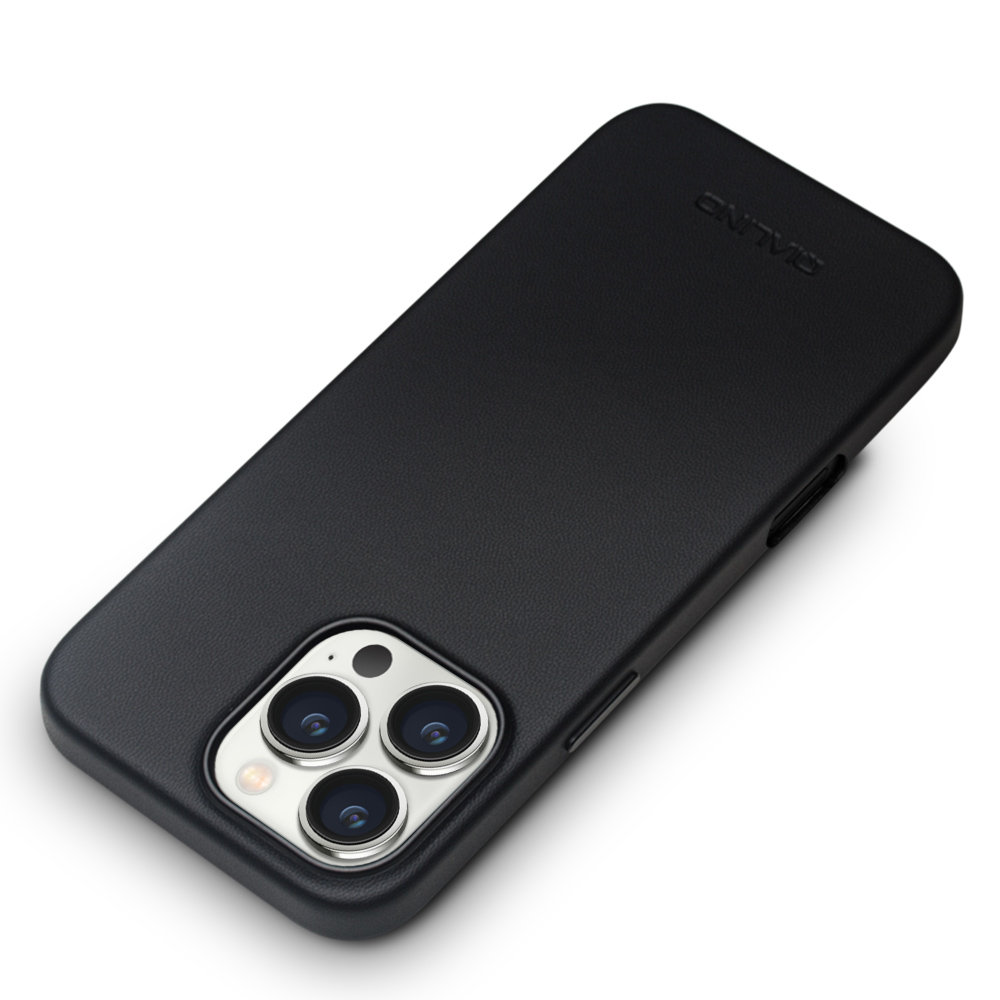 Hülle iPhone 16 Pro - Qialino Echtleder (MagSafe kompatibel) - Schwarz