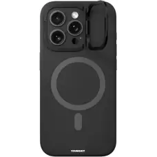 iPhone 16 Pro Case Hülle - Youngkit Cream Silicone Stand Case - Schwarz