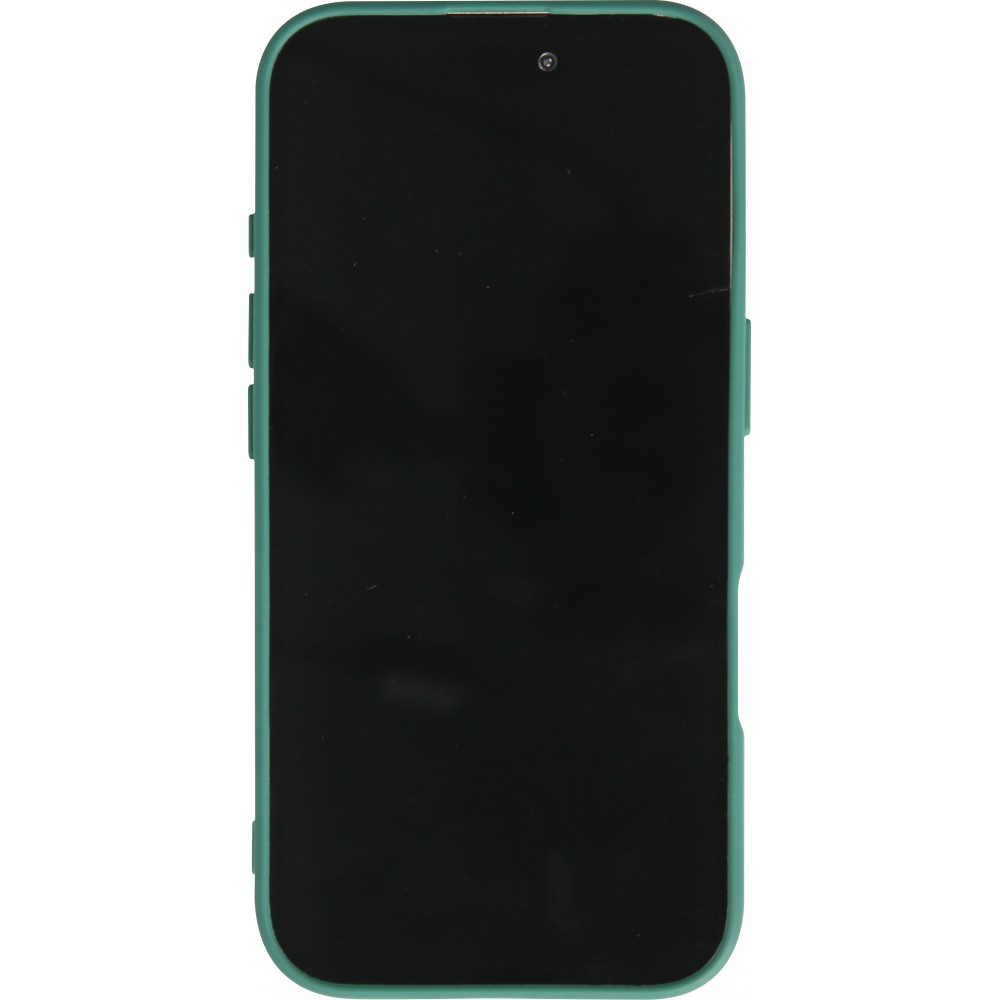 iPhone 16 Case Hülle - Silikon Mat Herz gold - Dunkelgrün