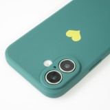 iPhone 16 Case Hülle - Silikon Mat Herz gold - Dunkelgrün