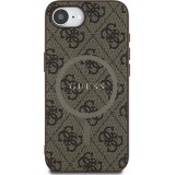 iPhone 16e Case Hülle - Guess Monogramm Kunstleder mit integriertem MagSafe - Braun