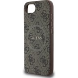 iPhone 16e Case Hülle - Guess Monogramm Kunstleder mit integriertem MagSafe - Braun