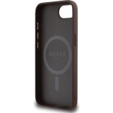 iPhone 16e Case Hülle - Guess Monogramm Kunstleder mit integriertem MagSafe - Braun