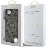 iPhone 16e Case Hülle - Guess Monogramm Kunstleder mit integriertem MagSafe - Braun