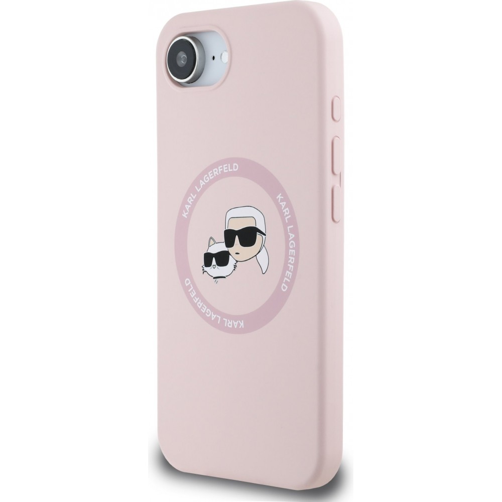 iPhone 16e Case H&uuml;lle - Karl Lagerfeld Choupette Silikon Soft Touch mit MagSafe - Rosa