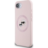 iPhone 16e Case H&uuml;lle - Karl Lagerfeld Choupette Silikon Soft Touch mit MagSafe - Rosa