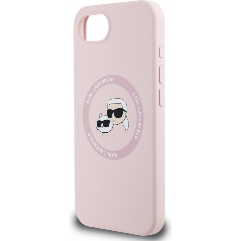 iPhone 16e Case H&uuml;lle - Karl Lagerfeld Choupette Silikon Soft Touch mit MagSafe - Rosa