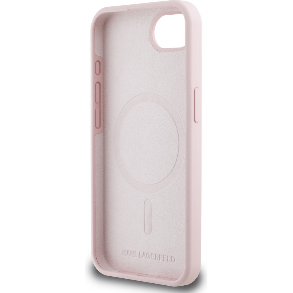iPhone 16e Case H&uuml;lle - Karl Lagerfeld Choupette Silikon Soft Touch mit MagSafe - Rosa