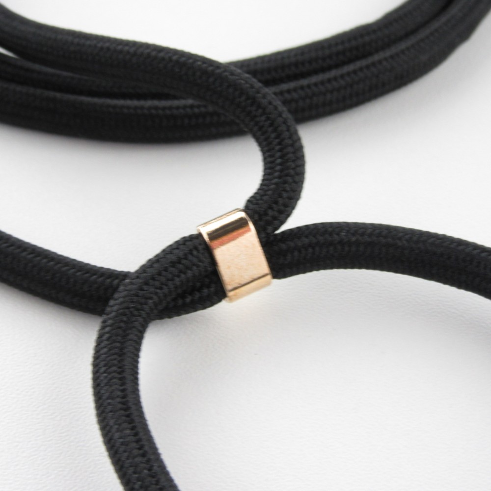 Hülle iPhone 16e - Bio Eco-Friendly Vegan mit Handykette Necklace - Schwarz