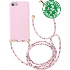 Hülle iPhone 16e - Bio Eco-Friendly Vegan mit Handykette Necklace - Rosa