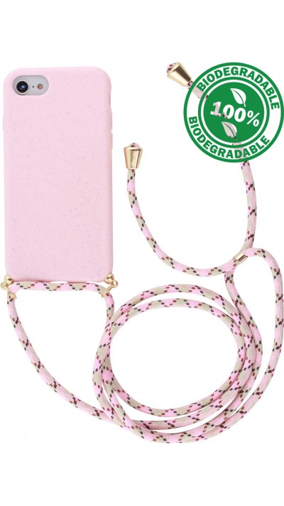 Hülle iPhone 16e - Bio Eco-Friendly Vegan mit Handykette Necklace - Rosa