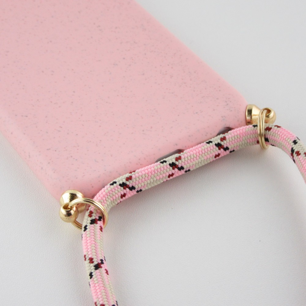 Hülle iPhone 16e - Bio Eco-Friendly Vegan mit Handykette Necklace - Rosa