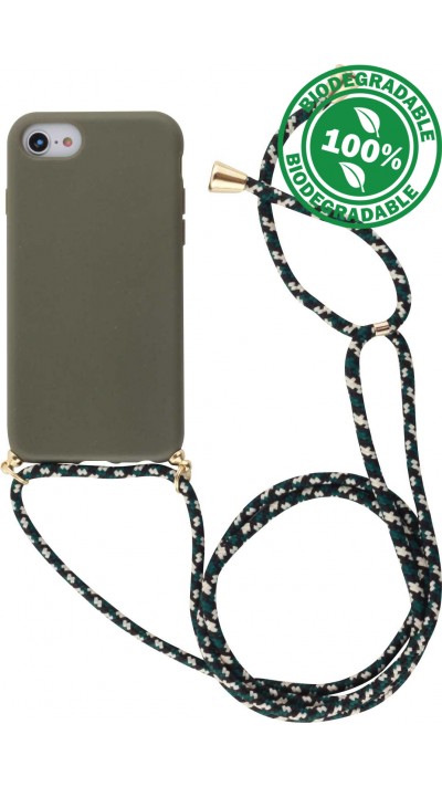 Hülle iPhone 16e - Bio Eco-Friendly Vegan mit Handykette Necklace - Dunkelgrün
