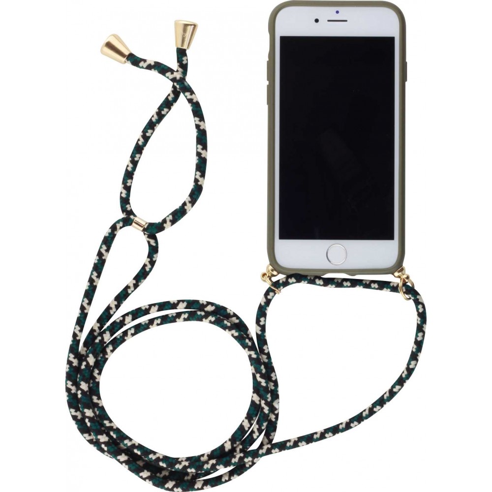 Hülle iPhone 16e - Bio Eco-Friendly Vegan mit Handykette Necklace - Dunkelgrün