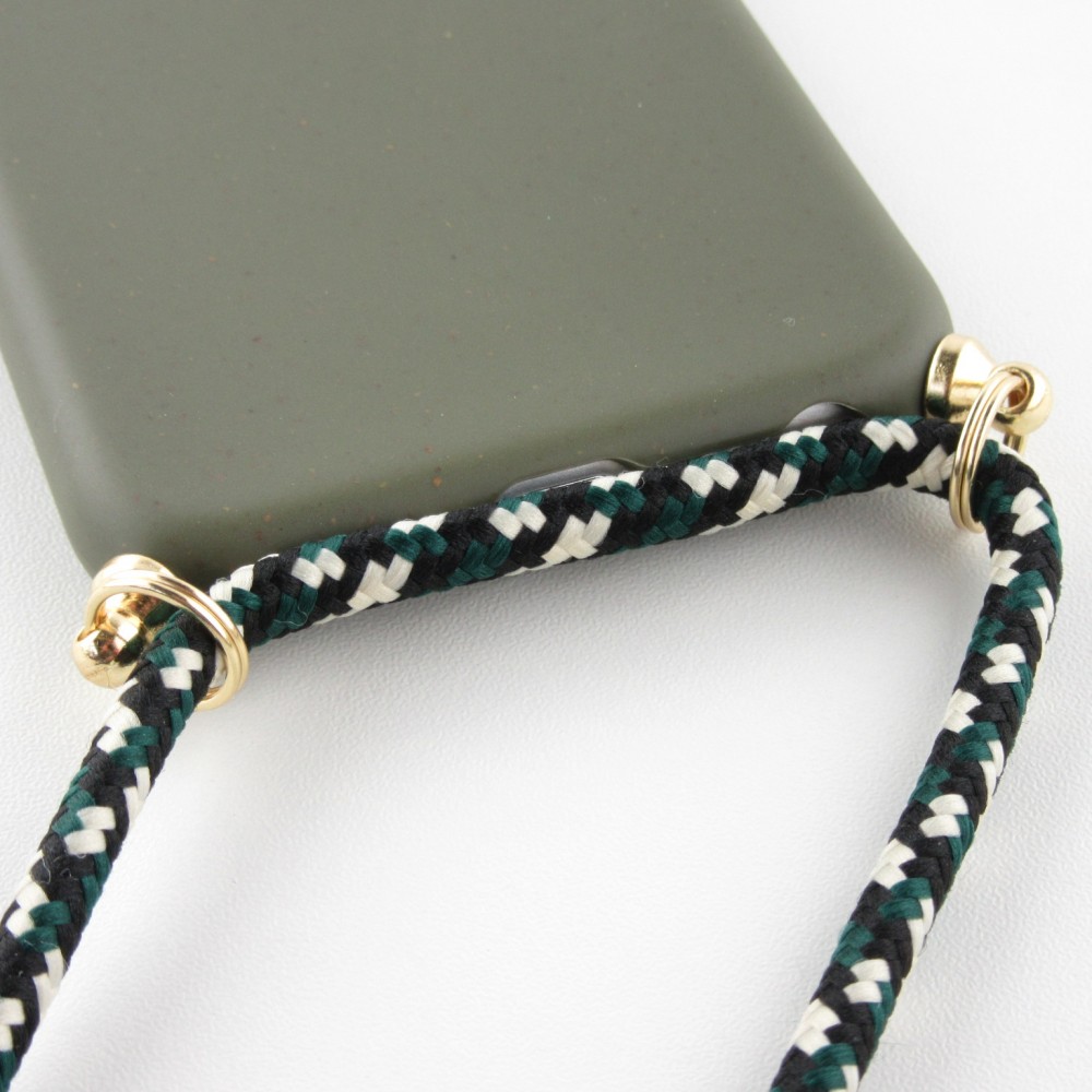 Hülle iPhone 16e - Bio Eco-Friendly Vegan mit Handykette Necklace - Dunkelgrün