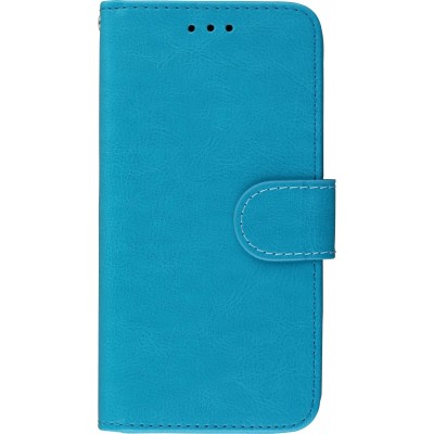 Coque iPhone X / Xs - Premium Flip cuir lisse porte-cartes - Turquoise