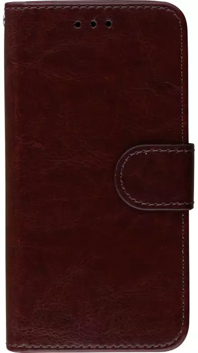 Hülle iPhone X / Xs - Premium Flip Leder Tasche - Braun