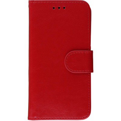 Hülle iPhone X / Xs - Premium Flip Leder Tasche - Rot