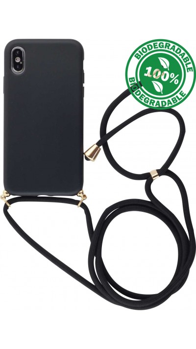 Hülle iPhone X / Xs - Bio Eco-Friendly Vegan mit Handykette Necklace - Schwarz