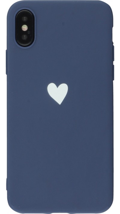 Hülle iPhone XR - Gummi Herz blau
