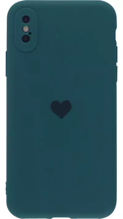 Hülle iPhone X / Xs - Silikon Mat Herz - Dunkelgrün
