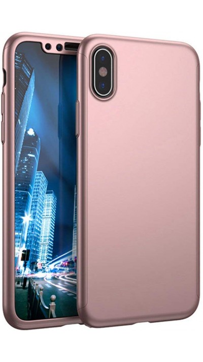 Hülle iPhone Xs Max - 360° Full Body gold - Rosa