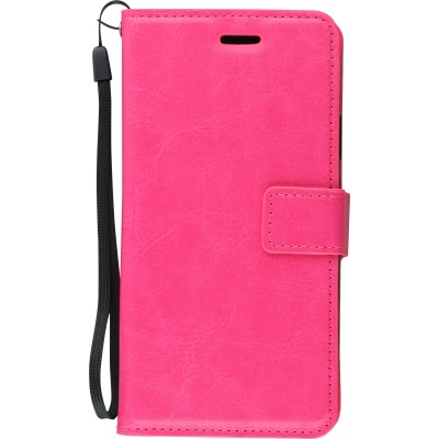 Fourre iPhone XR - Premium Flip cuir lisse porte-cartes - Rose foncé